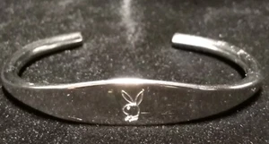 Ladies Women Playboy Cuff Bracelet Stainless Steel Bunny Head Silver Tone - Picture 1 of 13