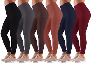 Women's Fleece Lined Leggings Super Soft High Waisted Leggings Lot UK 6 Pack - Picture 1 of 11