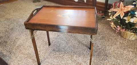 Vintage Wood Wooden Folding Butlers Tea Tray Table 14" x 20"   N113 Cover