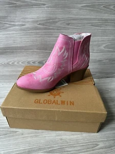 GLOBALWIN Women's Pull On Ankle Boots The Western Cowboy Cowgirl Size 8 - Picture 1 of 5