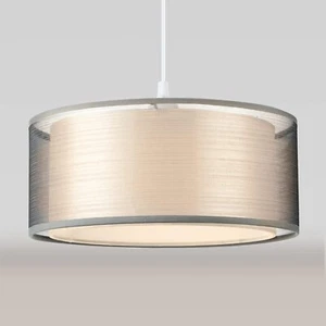 2 Tier Light Shade Ceiling - Modern Grey Lampshade for Ceiling Lights, Bedroom L - Picture 1 of 9