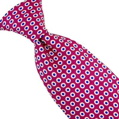 Corbata de seda pura para hombre LAUREN RALPH LAUREN punteada azul y blanco sobre carmín EE. UU. Foto 1 de 4