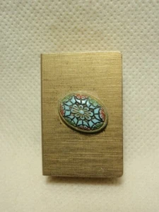 Vintage Streichholzschachtel Streichholzschachtelhalter goldfarben blau Cabochon - Bild 1 von 5