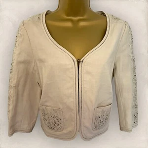 Chaqueta corta de encaje Gerry Weber para mujer de seda y lino Reino Unido 14 EE. UU. 10 UE 42 - Imagen 1 de 5