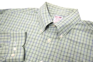 Brooks Brothers Mens Shirt L Green Blue Checkered Long Sleeve Button 100% Cotton - Picture 1 of 4
