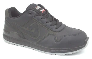 SIZE 7 8 9 10 11 AIMONT 00AB106 BLACK LEATHER SAFETY TOE CAP WORK TRAINERS BOOTS