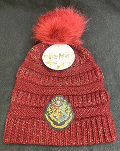 NEW Bioworld Harry Potter Wizarding World Hogwarts Crest Knit Pom Beanie Hat NWT - Picture 1 of 6