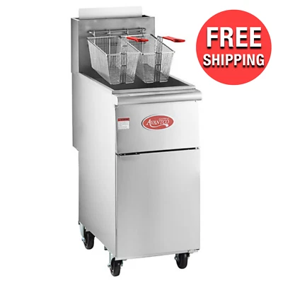 PROPANO LÍQUIDO 50 lb. Freidora de piso de acero inoxidable para restaurante comercial Foto 1 de 4