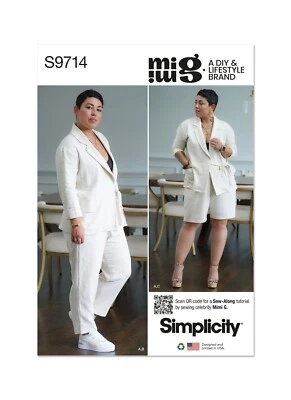 SIMPLICITY 9714 MISSES JACKET PANTS SHORTS Sewing Pattern Sizes 8-16 & 18-26 - Image 1 of 4