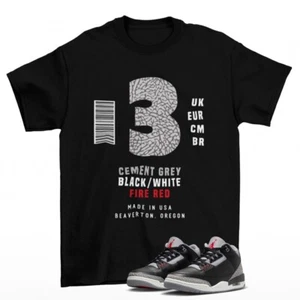 Sneaker Label Shirt Black to Match Jordan 3 Black Cement DN3707-010 - Picture 1 of 4