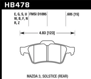 Hawk Rear Disc Brake Pad Set Fits 2003 Saab 9-3 SE Turbo 2.0L L4 GAS DOHC HPS 5. - Picture 1 of 4