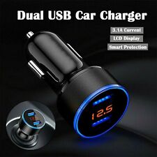 Dual Ports 3.1A USB Car Cigarette Charger Lighter Digital LED Voltmeter 12V/24V