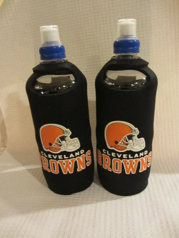 Cleveland Browns Water Bottle Koozie  Set of 2  NEW  (1220BL8) Cover