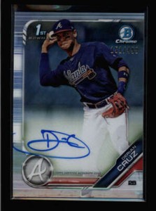 DERIAN CRUZ 2019 BOWMAN CHROME ROOKIE REFRACTOR AUTOGRAPH AUTO #151/499 BA1092