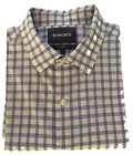 BONOBOS Slim-Fit Men's Button Shirt L/S  - S White w/Blue Criss Cross A+