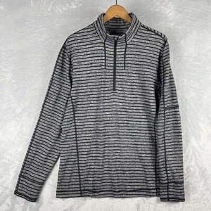 Lululemon Men's Sz XL Surge Warm 1/2 Zip Gray/Black Striped Running Pullover euc - Picture 1 of 9