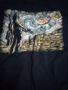 EUC STAR WARS BOBA FETT VAN GOGH MILLENNIUM FALCON SIZE L SHIRT MANDALORIAN - Picture 1 of 2
