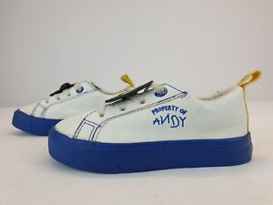  Baby Boys Toy Story Andy Trainers Size 7 Eu 24 White Blue Leather Sneaker Shoe