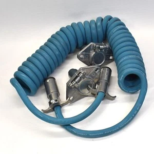 Rv Trailer 6 Wire 6 Way Coiled Electrical Wiring Kit Quality with 2 plug inlets - Picture 1 of 2