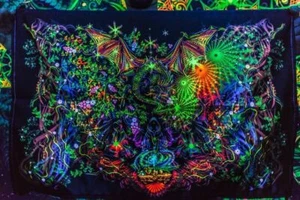 UV Backdrop Black Light Tapestry Psychedelic Art Banner Fluoro Psy Wall Hanging - Picture 1 of 12
