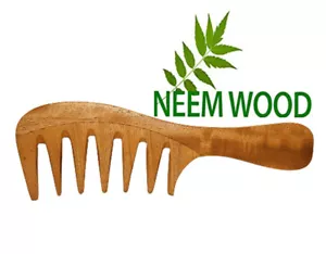 Neem Wooden Wide Tooth Hair Growth Comb For Women & Men All Hair Types - Picture 1 of 4