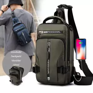 Crossbody Bags Men Multifunctional Backpack Shoulder Chest Bags - Picture 1 of 13