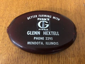 VTG FUNK’S G HYBRID SEED CORN ADVERTISING COIN POUCH GLENN HEXTELL MENDOTA IL - Picture 1 of 9
