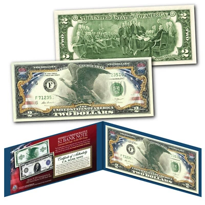 1918 Soaring Landing American Bald Eagle $1,000 FRN designed on Modern $2 Bill - Image 1 of 3