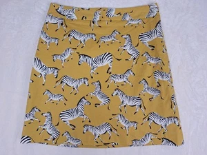 Ann Taylor Skirt Womens 10 Yellow Africa Safai Zebra Print Mini A-Line Lined Zip - Picture 1 of 10