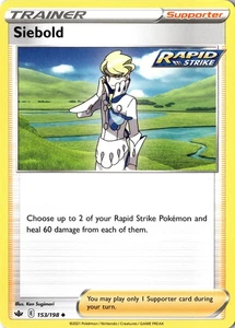 Siebold 153/198 Chilling Reign Uncommon Regular Trainer Supporter Rapid Strike - Picture 1 of 2