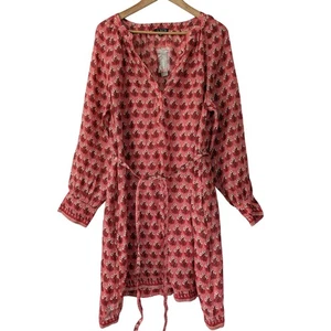 J. Crew Cabana Min Dress in Block Print Ramie Size L Coral Multi NWT $198 CI921 - Picture 1 of 7
