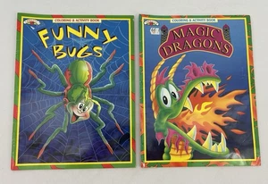 2 Vtg 1996 Coloring & Activity Books Landoll's Funny Bugs, Magic Dragons Unused - Bild 1 von 12
