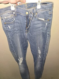 7 For All Mankind Jeans Womens 28 Light Blue Blue Bootcut Low Rise Wash Denim - Bild 1 von 4