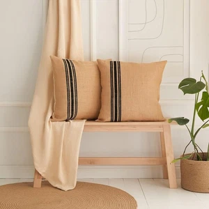 Ocean Home Textile 2er Set Natürlich Jute Kissenbezug 50x50cm - Bild 1 von 5