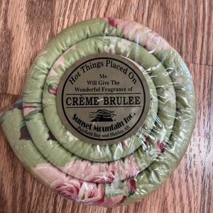 Sunset Mountain Crema Brûlée Perfumado De Colección Tela Acolchada Remache Hot Pad Shabby - Imagen 1 de 3