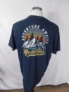SCW Shirt Mens XL Navy Blue Adventure Awaits Explore The Mountains Graphic Tee - Picture 1 of 10