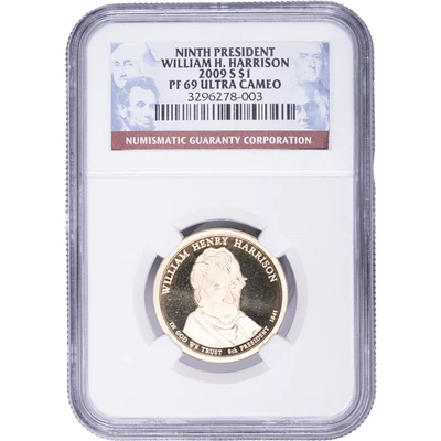 2009-S $1 Presidential William Henry Harrison Proof Dollar ~ NGC PR 69 UC - Image 1 of 2