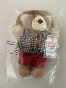 NWT Vintage Wendys Furskins Bears 1986 Boone Furskin Plaid Shirt Hat Scarf - Picture 1 of 7
