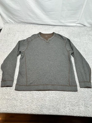 Tommy Bahama 双面运动衫 XL 灰色棕色套衫长袖 V 领 — 第 1/4 张图片