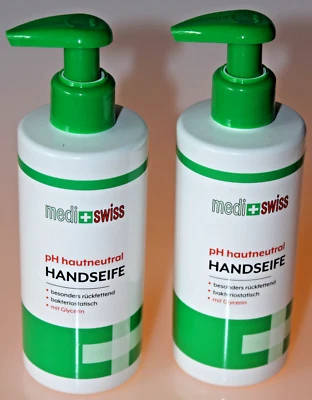 (1Ltr/11,98) 2x250ml medi+Swiss Handseife pH hautneutral besond.rückfettend*Neu* - Bild 1 von 2