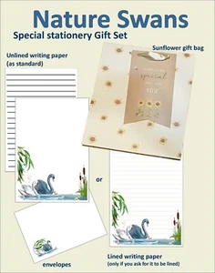 BRIEFPAPIER GESCHENKSET: ""Naturschwäne"" Schreibpapier + passende Umschläge - Bild 1 von 5
