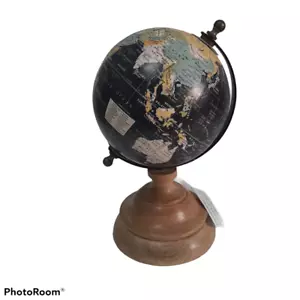 Mappamondo Mappa Rotante Geografia Bellissimo Decorazione Tavolo Casa e Ufficio Base Legno - Foto 1 di 3
