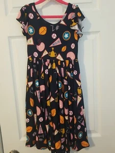 BNWT DDS Twirly EMPIRE Dress SZ 7  SPORTS FOOTBALL BASEBALL Navy Blue - Picture 1 of 3