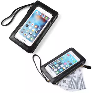 Women Small Touch Screen Cell Phone Leather Crossbody Bag Purse Pouch w/ 2 Strap - Picture 1 of 12