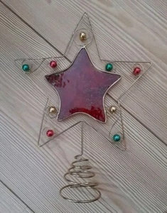 Star Metal, Glass Beaded Christmas Tree Topper - Picture 1 of 2
