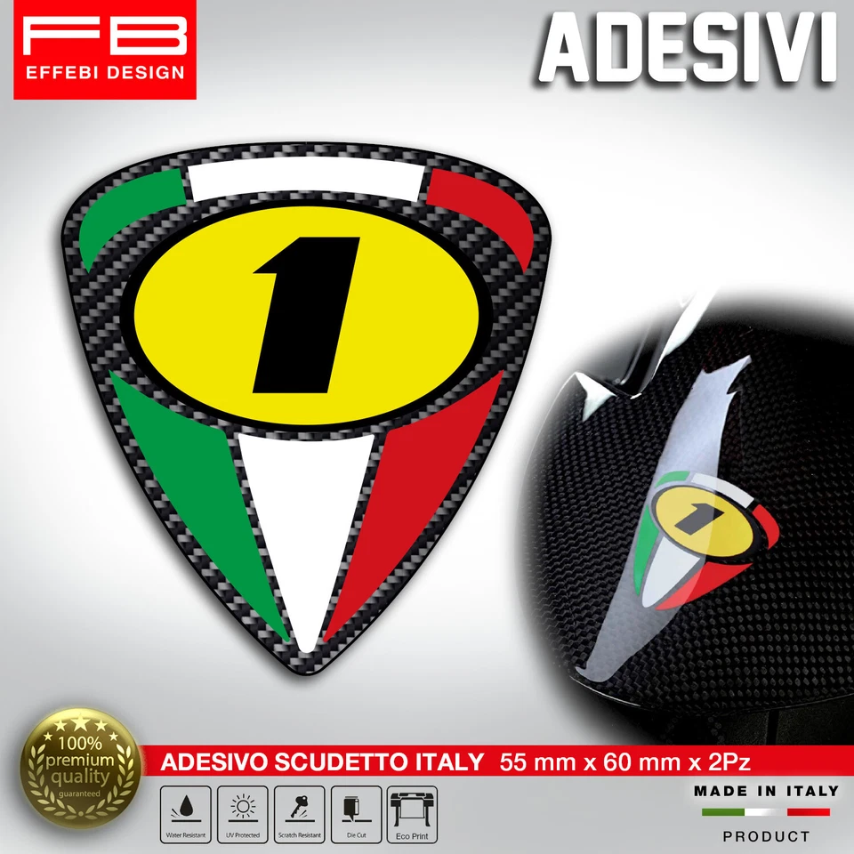 FB Adesivi Stickers Italy Italia Scudetto Carbonio Numero 1 Agostini