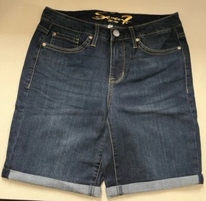 Seven7 Women's Soft Stretch Rolled Hem Sunset Bermuda Jean Shorts~Size 8 - Picture 1 of 5