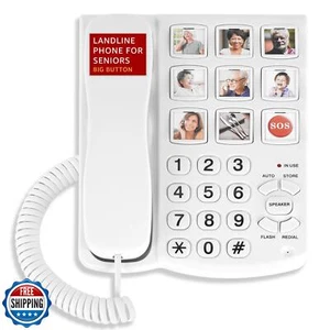 Uvital Big Button Phone for Seniors, Corded Landline Phone with 9 One-Touch D - Zdjęcie 1 z 5