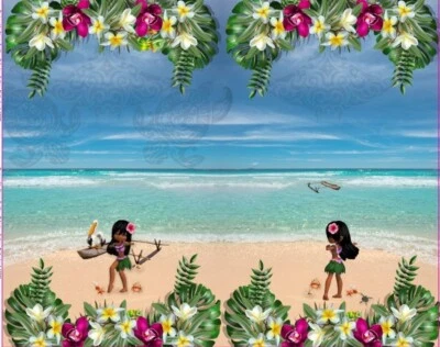 Baumwoll-Jersey Panel Stenzo Mädchen Strand Blumen Hawaii 120 cm x 150 cm  - Bild 1 von 4