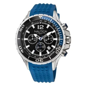 Mens Wristwatch NAUTICA NST NAPNSTF05 Chrono Silicone Blue Sub 100mt - Picture 1 of 2